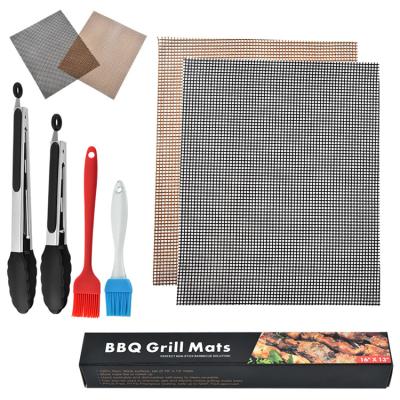 China Easily Cleaned Non Stick Reusable Heat Resistant PTFE BBQ Grill Mesh Mat For BBQ And Oven for sale