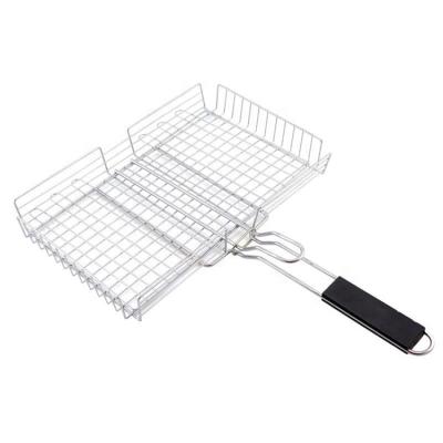 China Net Easily Cleaned Stainless Steel BBQ Grill Durable Barbecue Grilling Basket For Fish Steak Vegetable for sale