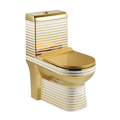 China A3110 Double-Flow Bathrooms Accessories 250mm Toilet Washdown Seat Gold One Piece Bathroom Toilet for sale