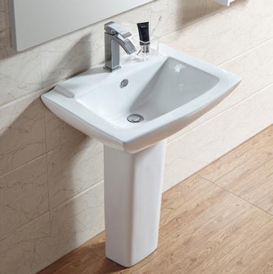 China YEXIZ Modern Popular Minimalist White Single Ceramic Bathroom Wash Pedestal Sink Square For Home for sale