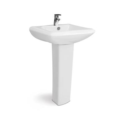 China Modern Ceramic Bathroom Furniture D609 Rectangle Corner Wash Face Basin With Pedestal for sale