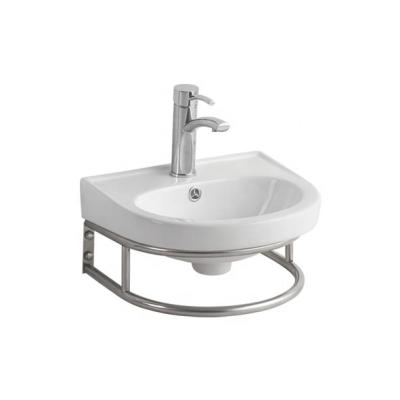 China D306 Wash Basin Washroom Vanity Hand Sink With Stainless Steel Shelf for sale