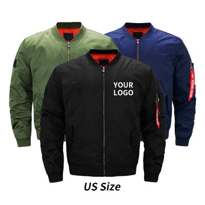 China High Quality Designer Windproof Black Pilot Plain Customized Custom Logo Plus Size Mens Bomber Jacket for sale