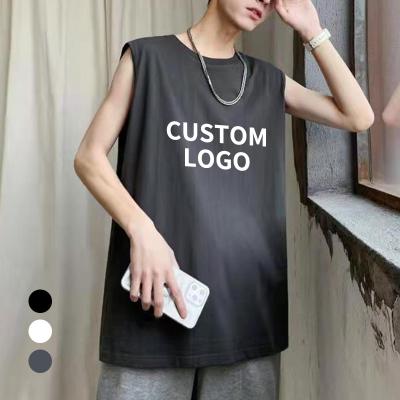 China 100% Plain Plain White Men's Tank Tops Anti-pilling Cotton Loose Fit T-shirt Crewneck Sport T-shirt for sale