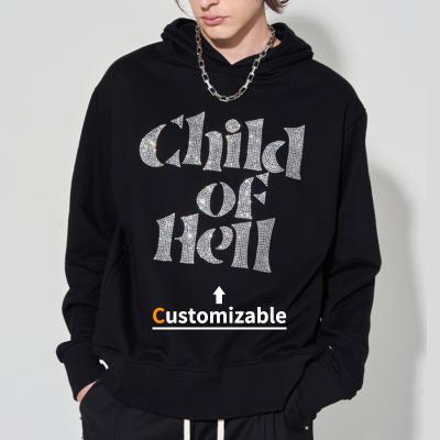 China Anti-pilling Oem Custom Pullover Streetwear Transfer Hoddies Unisex Men 100% Cotton Rhinestone Hoodie for sale