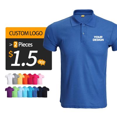 China Anti-Wrinkle White Logo Custom Printing Men T-shirt Plain Cotton Golf Polo Shirt for sale