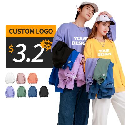 China Custom Loose Logo Men's Crewneck Sweatshirt Unisex Embossed Anti-wrinkle Sweatshirt for sale