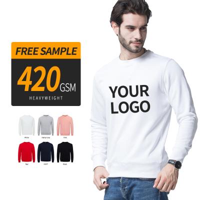 China Anti-wrinkle White Fashion Streetwear Cotton Anime Clothes Custom Mens Crewneck Plain White Sweatshirt Sweat Suits for sale