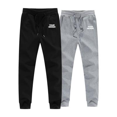 China Gray Streetwear Jogger Blank Running Logo Printing Thick Anti-wrinkle Black 100% Cotton Unisex Sweatpants for sale