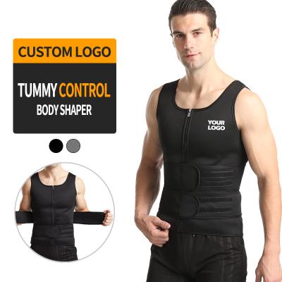 China QUICK DRY Black Customized Joggers Summer Sweat Shaper Running Waistbands Adjustable Straps Customized Logo Printing Tank Top With Zipper for sale