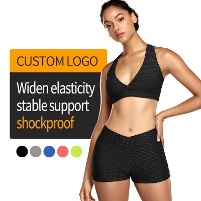 China 2021 Breathable Workout Top Breathable Custom Sexy Set High V Neck Women Gym Fitness Sports Bra Black Crop Top for sale