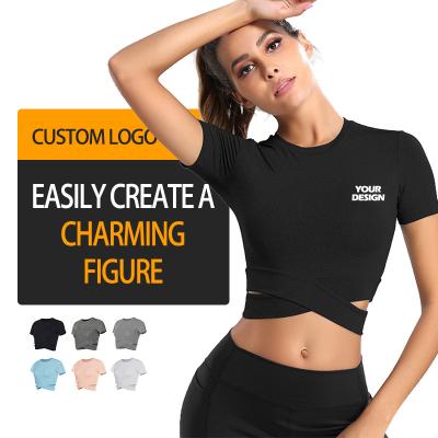 China Breathable Shorts Sleeved Seamless Women's Logo Activewear Sexy Sports Oem High Quality Custom Fitness Yoga Suit Sport Wear for sale