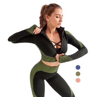 China Custom Logo Sport Logo Two Piece Breathable Printed Seamless 2021 Fitness Women Active Wear Yoga Set for sale