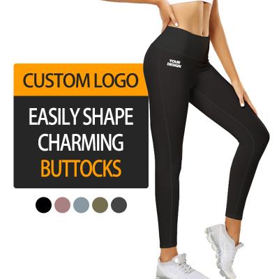 China Breathable High Waist Women's Seamless Gym Fitness Leggings Logo Tummy Control Slimming Booty Ruched Yoga Panties for sale