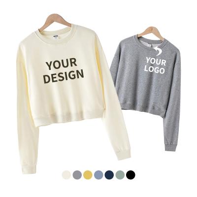 China Custom Drop Shoulder Anti-pilling Crewneck Sweats Crop Top Frame Streetwear Hoodies Women Sweatshirt for sale