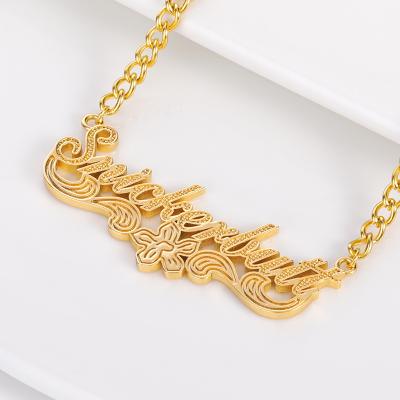 China Luxury Environmental Friendly Jewelry For Women Stainless Steel Necklace 18K Gold 3D DIY Plated Custom Name Pending Personalize 3D Nameplate Necklace for sale