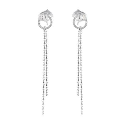 China Hiphop 925 Sterling Silver Earrings Tiger Shape Hang Earrings Bead 925 drop tassel earrings with crystal for sale