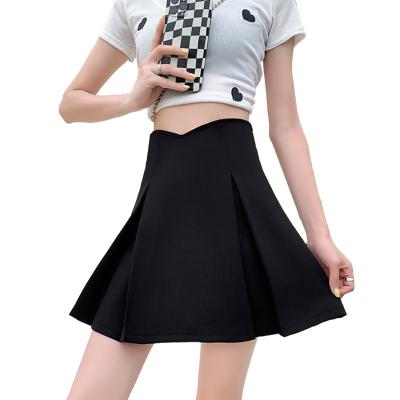 China Breathable Women Pleated Skirt Plus Size Short High Waist Slim Fit Comfortable Breathable Hip Cover A Line Polyester Skirt for sale