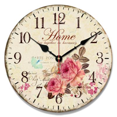 China 12 Inch Wall Clock Antique Classic Wood Decor Wall Clock Living Room Simple Design Style Simple Design Style Panel Surface Wall Clock for sale