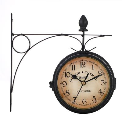 China European Style Antique Classic Design Retro Double Sides Wall Clock Metal Double Faces Home Decor Wall Decor 5 Inch Wall Clocks, White and Black for sale