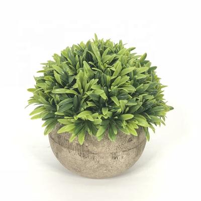 China Art Decor Small Houseplants Mini Artificial Grass Plants Multilayer Potted Artificial Faux In Gray Pots For Home Decoration for sale