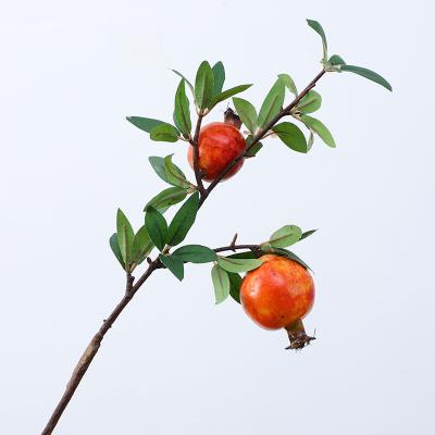 China Environment-frendly Desktop Artificial Plants Pomegranate Branches with 2 Fruits for Home, Office Decor for sale