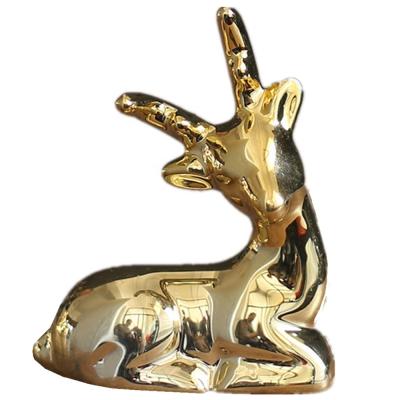 China Art Decor Ring Storage Golden Lying Deer Ring Holder for Jewelry Engagement Wedding Ring Display Holder Stand Trinket Trays for sale