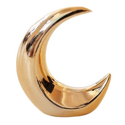 China Art Decor Enamel Brass Moon. Gold Moon Ring Holder Ring Storage For Jewelry Engagement Wedding Ring Display Holder Stand Trinket Trays for sale