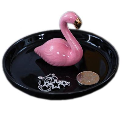 China China Craft Flamingo Shape Jewelry Dish with Black Ceramic Jewelry Dish for Jewelry Display Festival Gifts for Women and Girls for sale