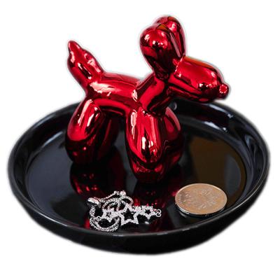 China China Craft Red Balloon Dog Shape Jewelry Dish With Black Ceramic Jewelry Dish For Jewelry Display Festival Gifts for sale