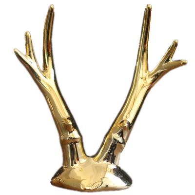 China China Gold Craft Deer Horn Shape Ring Holder Storage for Jewelry and Ring Display Stand Trinket Trays as Gift for sale