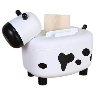 China Central Statistical Elegant Nordic Style Cow Design Creative Office Decor Hot Selling Tissue Plastic Box With Toothpick Box for sale