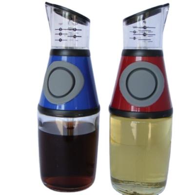 China Fixed Capacity Press Measure Dosing Healthy Press Up Fixed Capacity Glass Bottle Oil Bottles 250ml Oil Vinegar Dispenser For Kitchen for sale