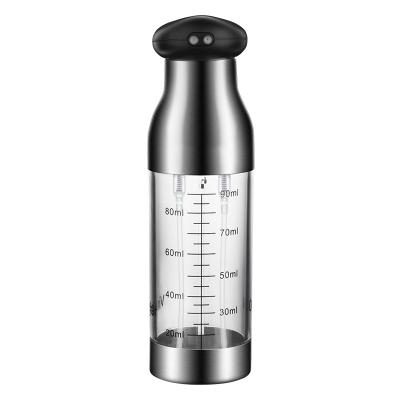 China Fixed Measuring Capacity Regulating Press Up Capacity Stainless Steel Glass Bottle Fixed Cooking Oil Bottles Oil Vinegar Dispenser for sale