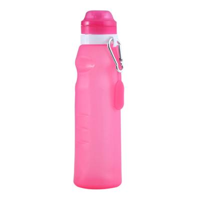 China Viable Easy To Clean And Store Collapsible Silicone Sports Camping Canteen Snap Ring Water Bottles 600ml for sale