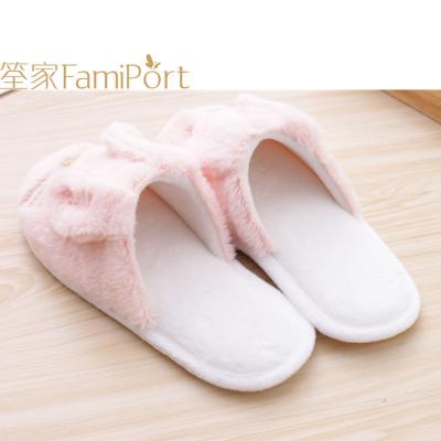 China Belle Rabbit Anti-odor Rabbit Ears Plush Fur Flat Indoor Slippers For Ladies for sale