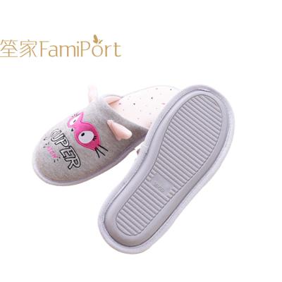 China Anti-odor cotton fabric and coating cute funny anti skid indoor slippers for girls for sale