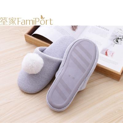 China Anti-odor Rib Fabric Novelty Flat Adult Women Soft Comfortable Knitted Indoor Slippers for sale