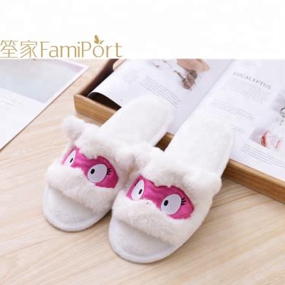 China Anti-Smell Style Cute Loose Plush Room Wholesale Animal Slippers for Girls Ladies for sale