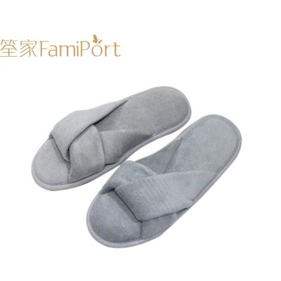 China Anti-Smell Toe Velvet Indoor Shoes Comfortable Non-slip Open Toe Slippers For Women Men for sale