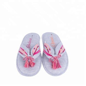 China Indoor Anti-odor Fancy Style Fresh Cotton Floral Flip Flops Slippers for sale