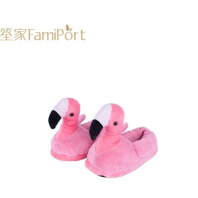 China Recyclable Wholesale Cute Pink Kids Plush Flamingo Slippers For Kids for sale