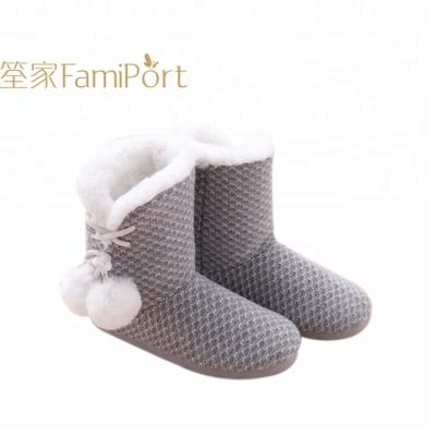 China Women Warm Plush Lining Anti-odor Winter Fur Slipper Soft Unique Knitting Indoor Boots for sale