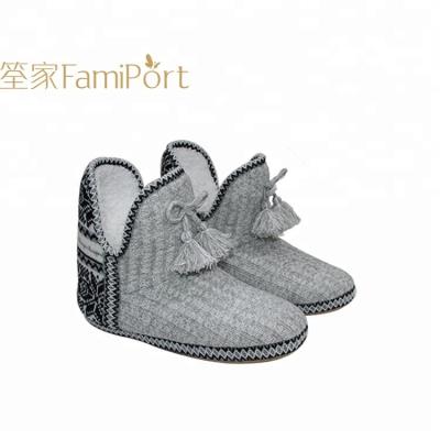 China Winter Anti-odor Fur Lining Women Soft Unique Knitting Indoor Boots for sale