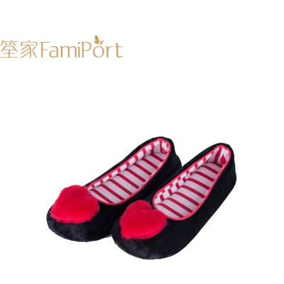 China Anti-Smell Red Stripe Heart Design Embroidered Ballet Dance Slippers Shoes For Women Girls for sale