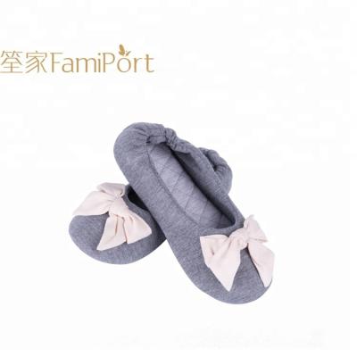 China Anti-Smell Fancy Ballerina Casual Shoes Gray Elegant Flat Women With Bow for sale