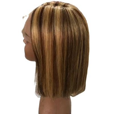 China Silky Straight Wave 100% Hand - Weaved T-Part Human Hair Bob Wigs Brazilian Straight 13x4 Lace Frontal Wigs Vrigin Frontal Hair for sale