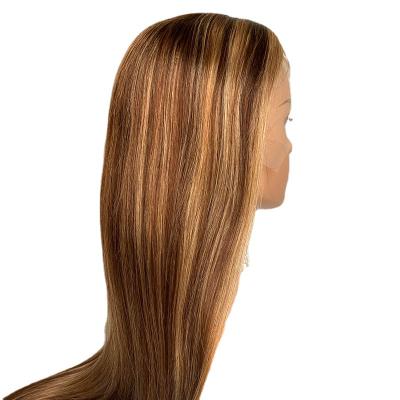 China Long Straight Remy Hair Human Hair Wigs HD Lace Front Wigs Brazilian Hair P4/27 Color13x4 Silky Straight Lace Frontal Wigs for sale