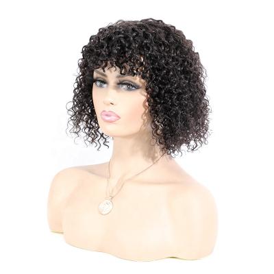 China Jerry Curl Vendor Jerry Curly Bob Hair Wig 150% Density Hair With Bangs Color Full Lace Wigs Natural Virgin Human Hair for sale