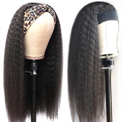 China Yaki Vendor Yaki Hair Band Wigs 150% Density Brazilian Hair Wigs Ice Silky Headband Wigs for sale